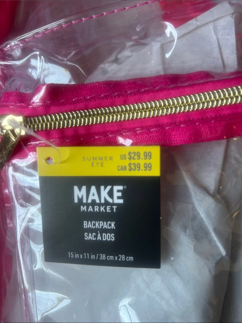 Clear Pink Trim Backpack